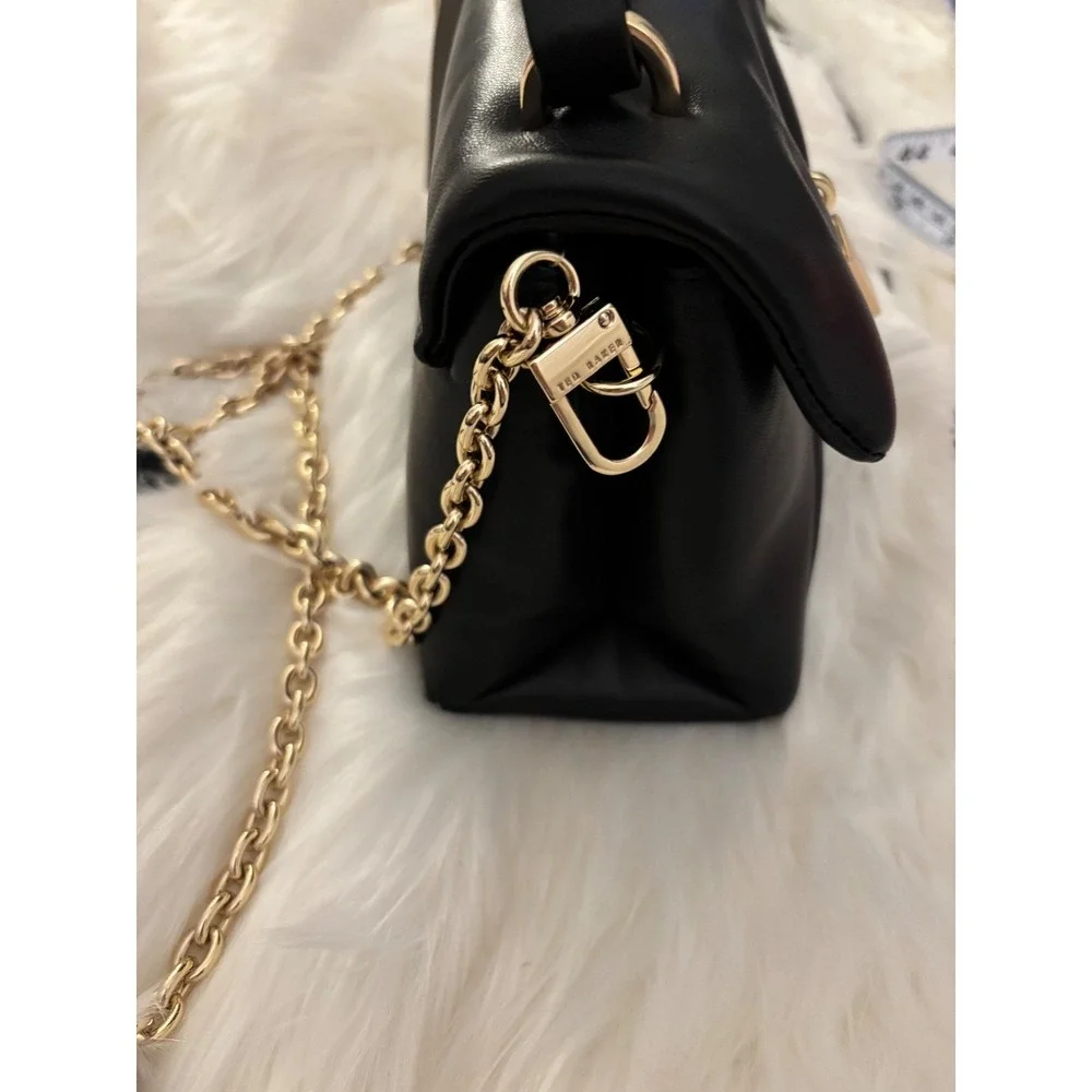 Ted Baker Mini Poppy Satchel Black Sheep Leather Top Handle Crossbody MSRP $215